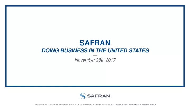 safran doing business in the united states