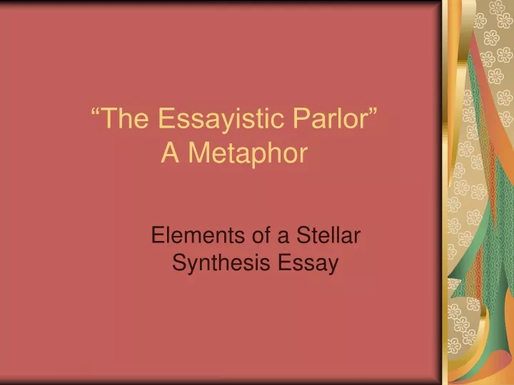 the essayistic parlor a metaphor