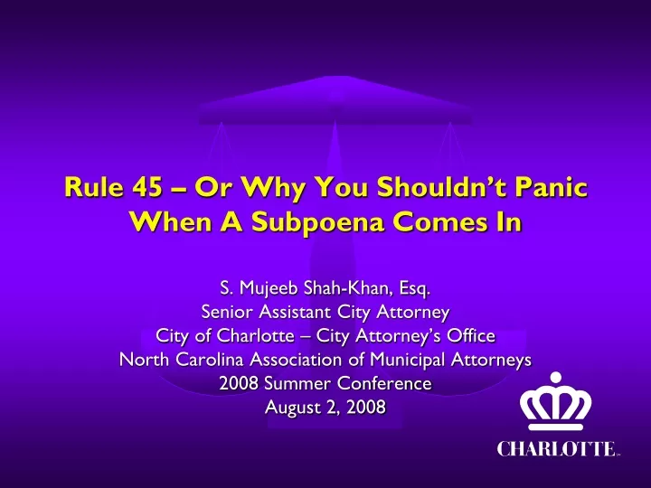 rule 45 or why you shouldn t panic when a subpoena comes in