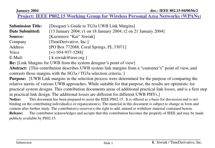 project ieee p802 15 working group for wireless