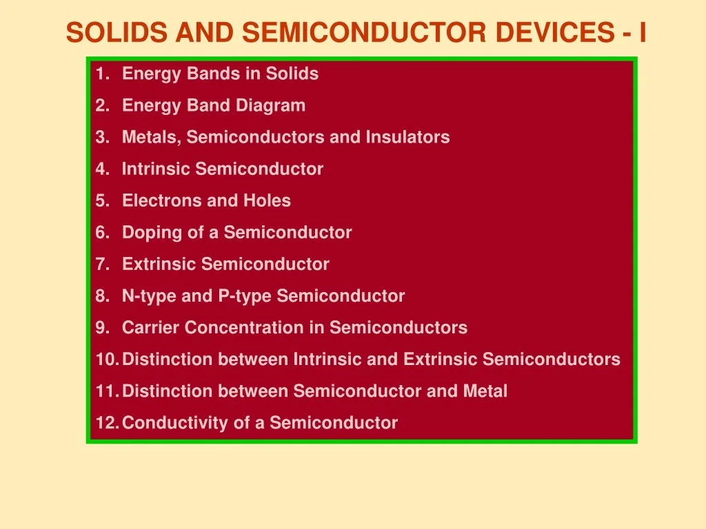 PPT - SOLIDS AND SEMICONDUCTOR DEVICES - I PowerPoint Presentation ...