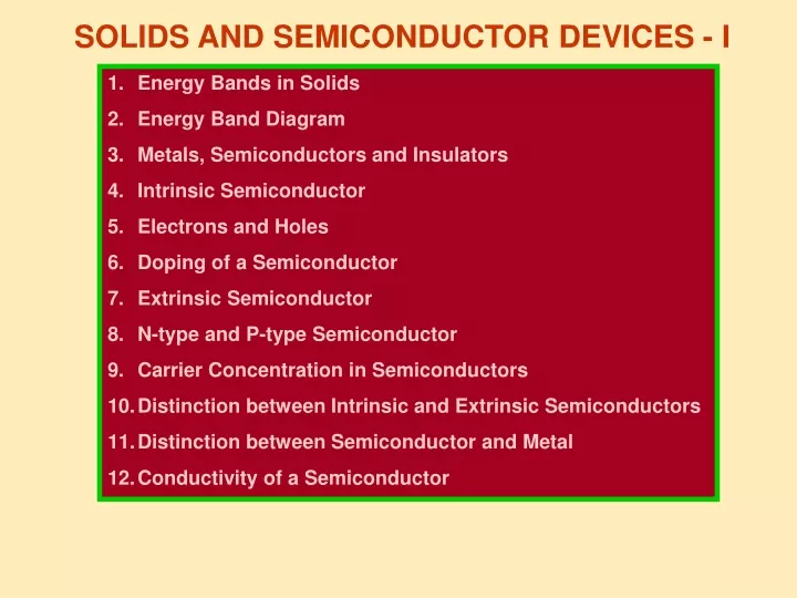 solids and semiconductor devices i