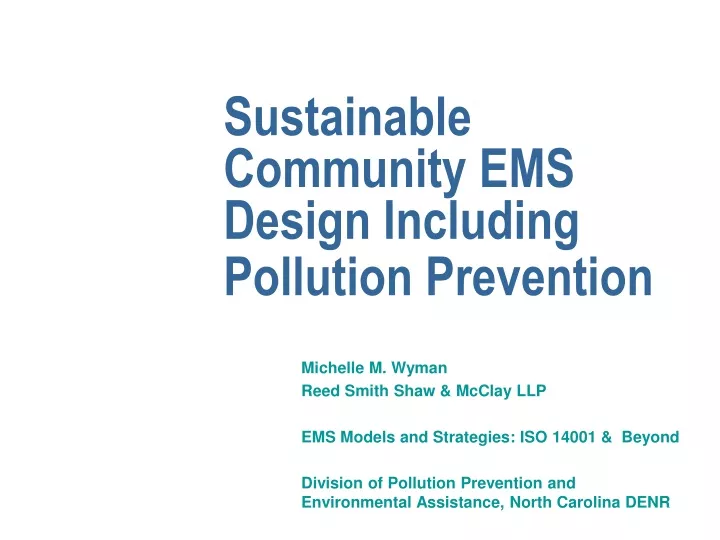 sustainable community ems design including pollution prevention