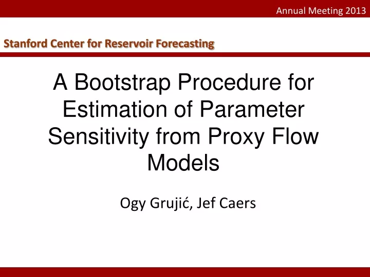 a bootstrap procedure for estimation of parameter sensitivity from proxy flow models