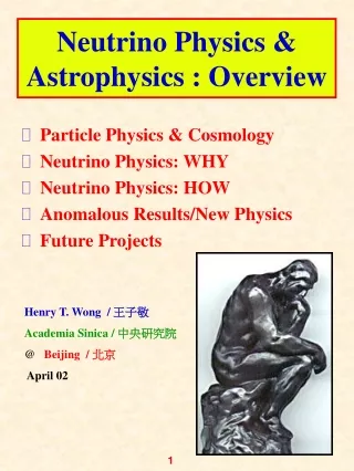 Neutrino Physics &amp; Astrophysics : Overview