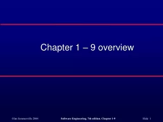 Chapter 1 – 9 overview