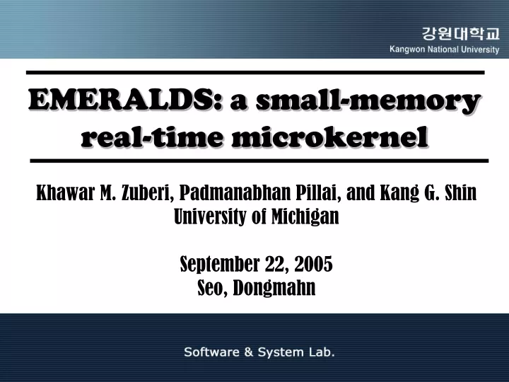 emeralds a small memory real time microkernel