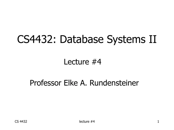 cs4432 database systems ii