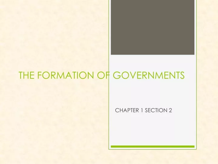 the formation of governments