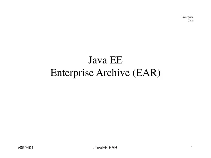 java ee enterprise archive ear