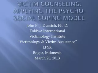 Victim Counseling: Applying the psycho-social coping Model