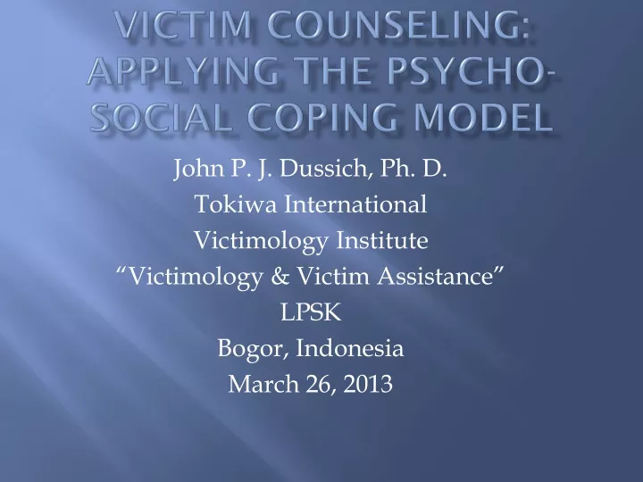 victim counseling applying the psycho social coping model