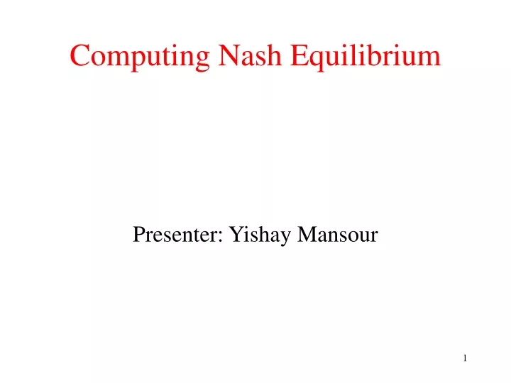 computing nash equilibrium