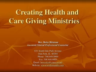 Creating Health and Care Giving Ministries