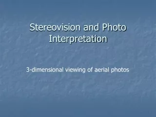 Stereovision and Photo Interpretation