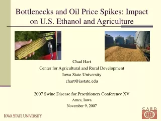 Bottlenecks and Oil Price Spikes: Impact on U.S. Ethanol and Agriculture