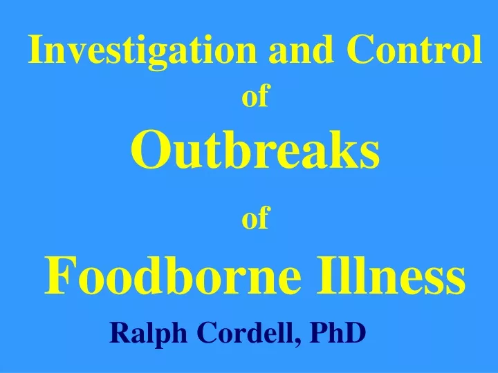 investigation and control of outbreaks