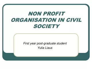 NON PROFIT ORGANISATION IN CIVIL SOCIETY