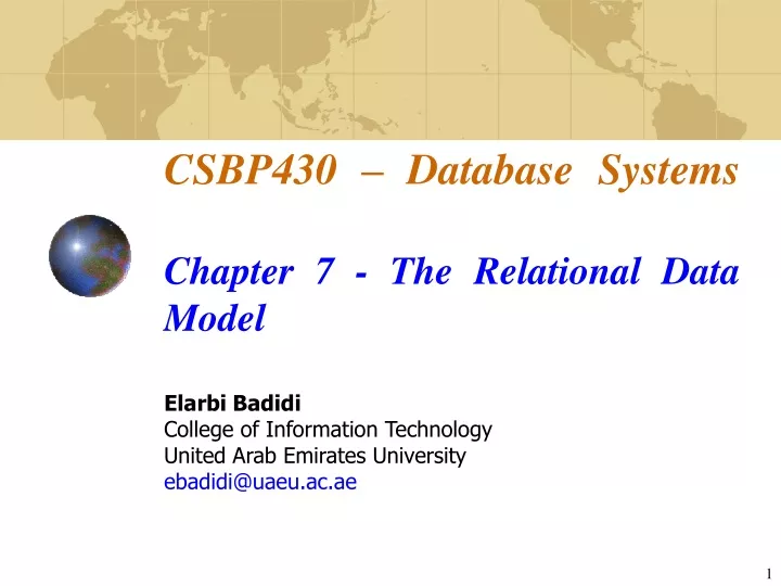 csbp430 database systems chapter 7 the relational data model