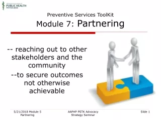 Preventive Services ToolKit Module 7:  Partnering