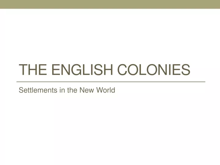 the english colonies