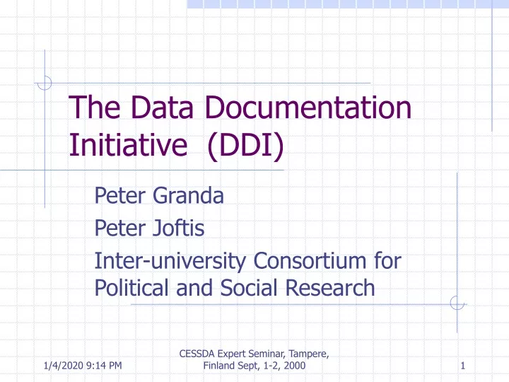 the data documentation initiative ddi