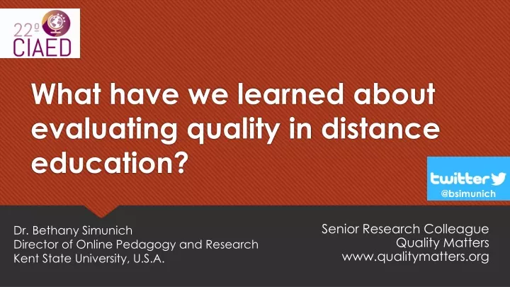 what have we learned about evaluating quality in distance education