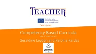 Competency Based  Curricula Bihac 4 th  September 2017