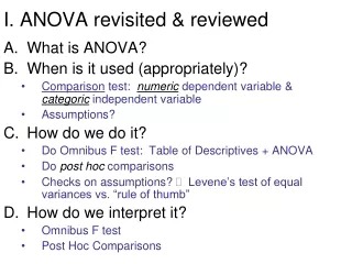 I. ANOVA revisited &amp; reviewed