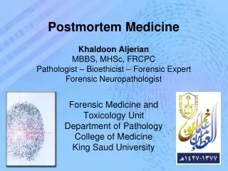 Postmortem Medicine Khaldoon  Aljerian MBBS,  MHSc , FRCPC