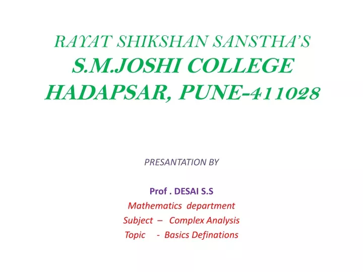 rayat shikshan sanstha s s m joshi college hadapsar pune 411028