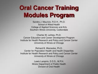 Oral Cancer Training Modules Program