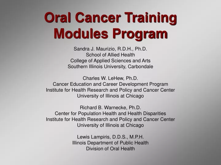 oral cancer training modules program