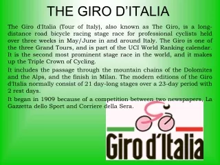 THE GIRO D’ITALIA