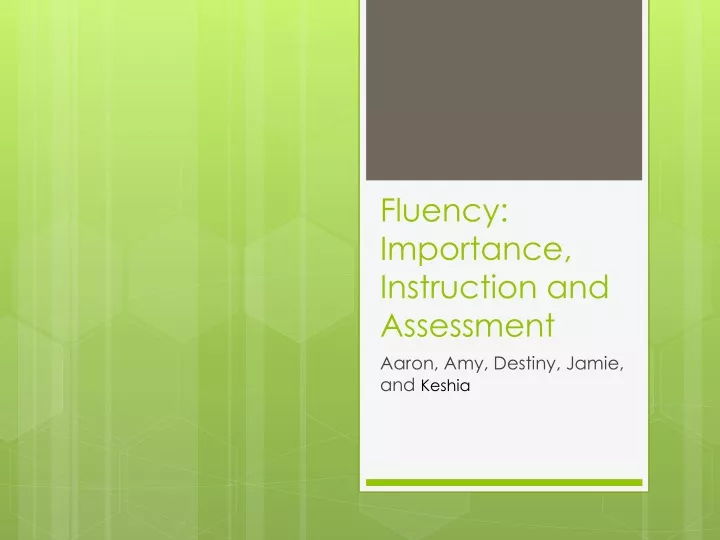 fluency importance instruction and assessment