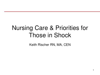 Nursing Care &amp; Priorities for Those in Shock