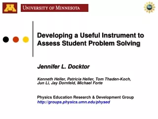 Developing a Useful Instrument to Assess Student Problem Solving