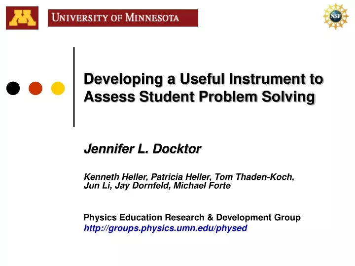 developing a useful instrument to assess student problem solving