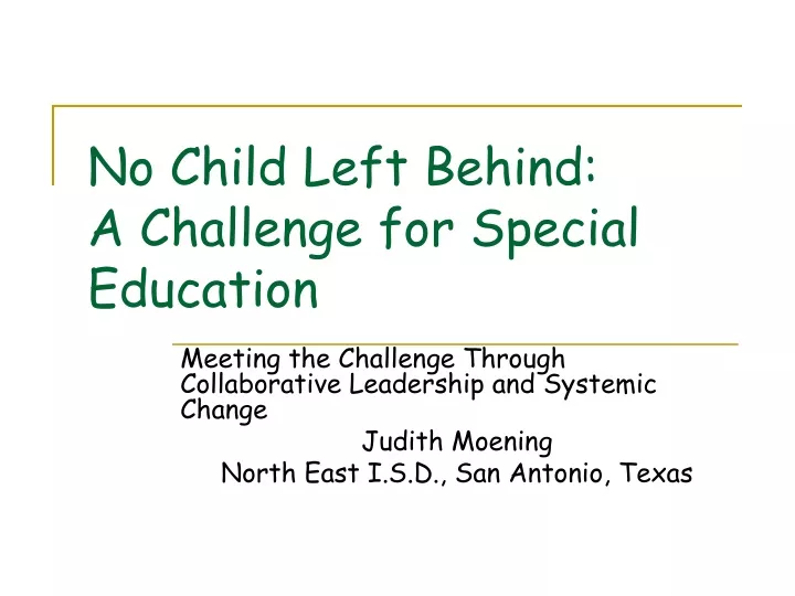 no child left behind a challenge for special education