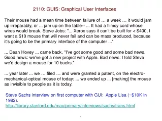 2110: GUIS: Graphical User Interfaces