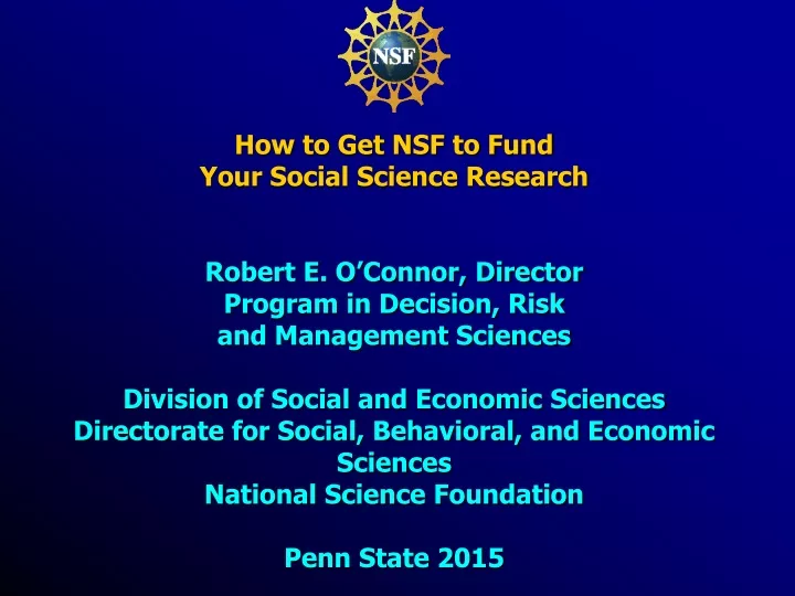 how to get nsf to fund your social science