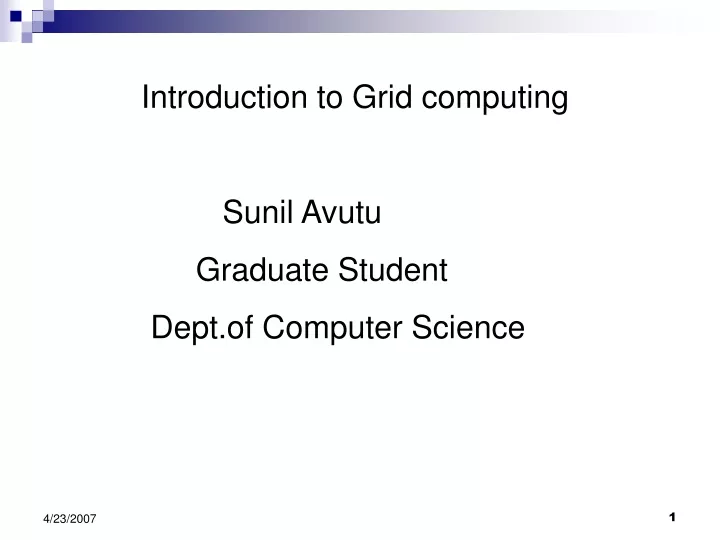 introduction to grid computing sunil avutu