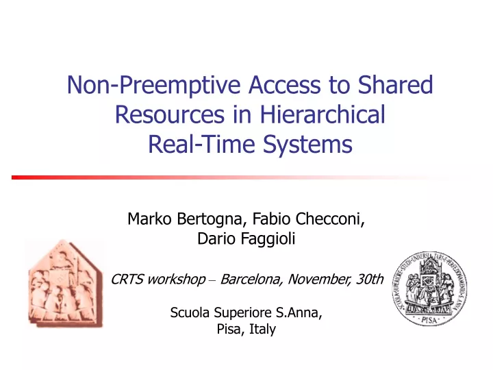 non preemptive access to shared resources in hierarchical real time systems