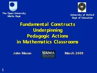 Fundamental Constructs Underpinning Pedagogic Actions in Mathematics Classrooms