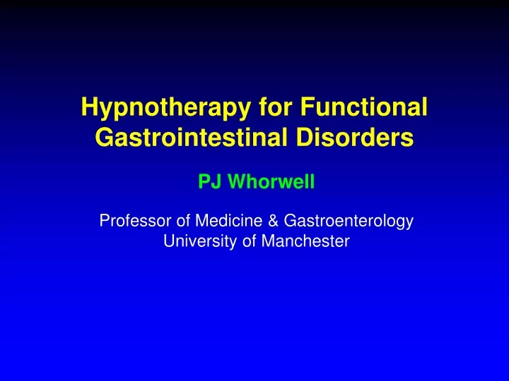 hypnotherapy for functional gastrointestinal disorders