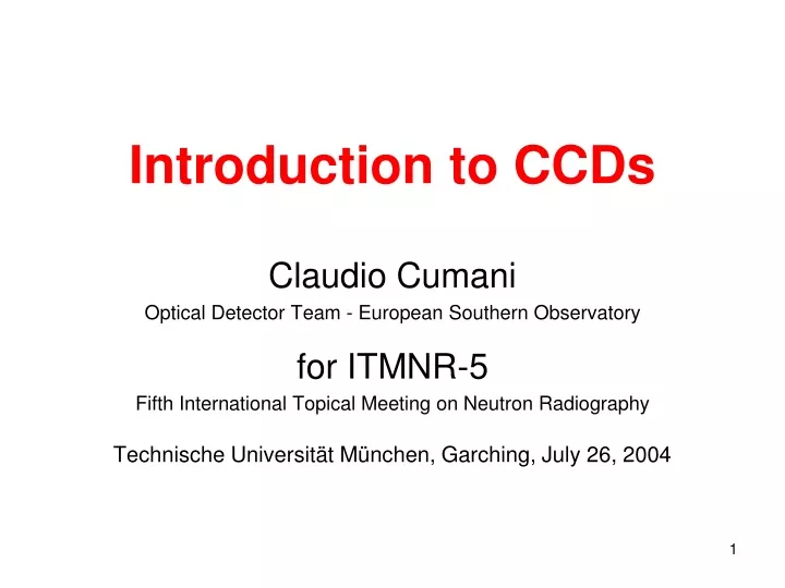 introduction to ccds claudio cumani optical