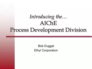 Introducing the… AIChE  Process Development Division