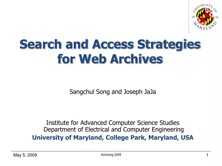 search and access strategies for web archives