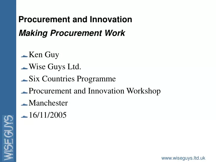 procurement and innovation making procurement work