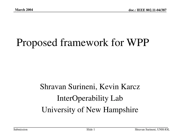 proposed framework for wpp